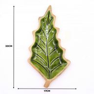 Bol en bois émaillée forme de feuille – 33x17 cm