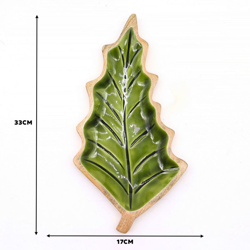 Bol en bois émaillée forme de feuille – 33x17 cm