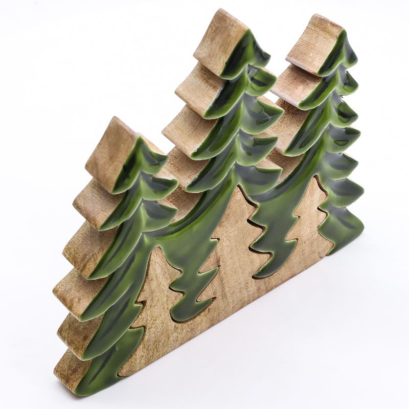 Trio de sapins, décoration en bois 3D – 20x23 cm