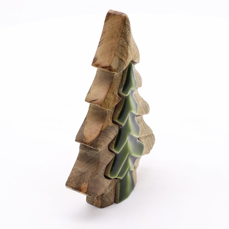 Sapin sculpté dans un autre , décoration en bois – 15x10 cm