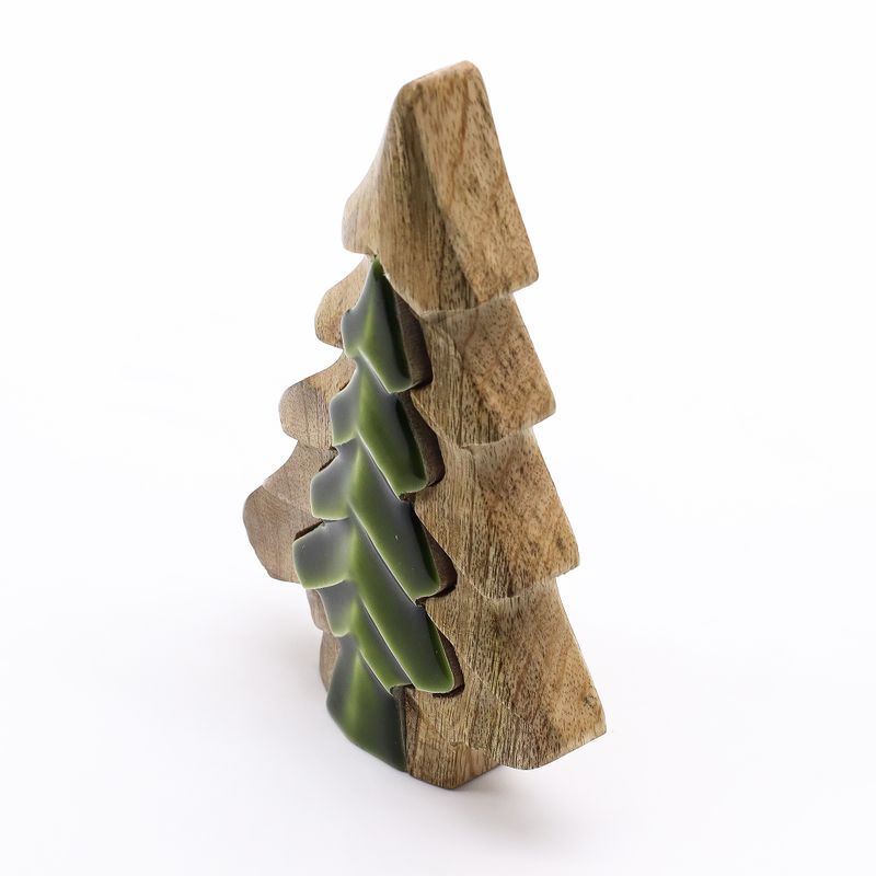 Sapin sculpté dans un autre , décoration en bois – 15x10 cm