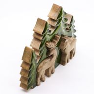 Deux cerfs dans la forêt, décoration en bois 3D – 18x23 cm