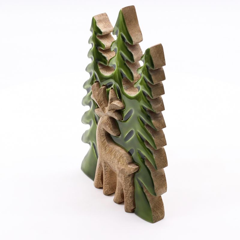 Cerf majestueux, décoration en bois 3D – 23x20 cm