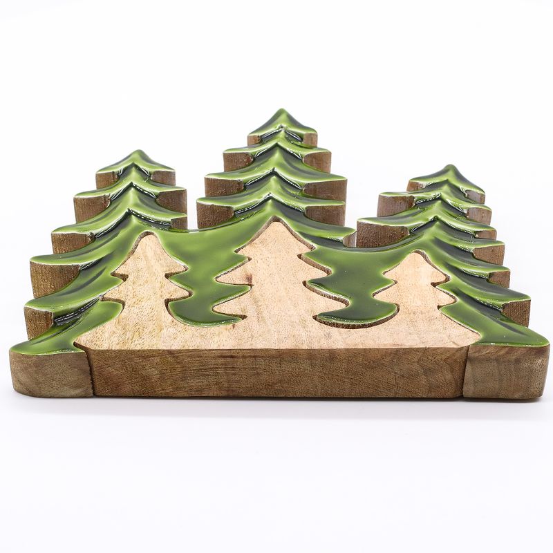 Trio de sapins, décoration en bois 3D – 20x23 cm