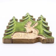 Cerf majestueux, décoration en bois 3D – 23x20 cm