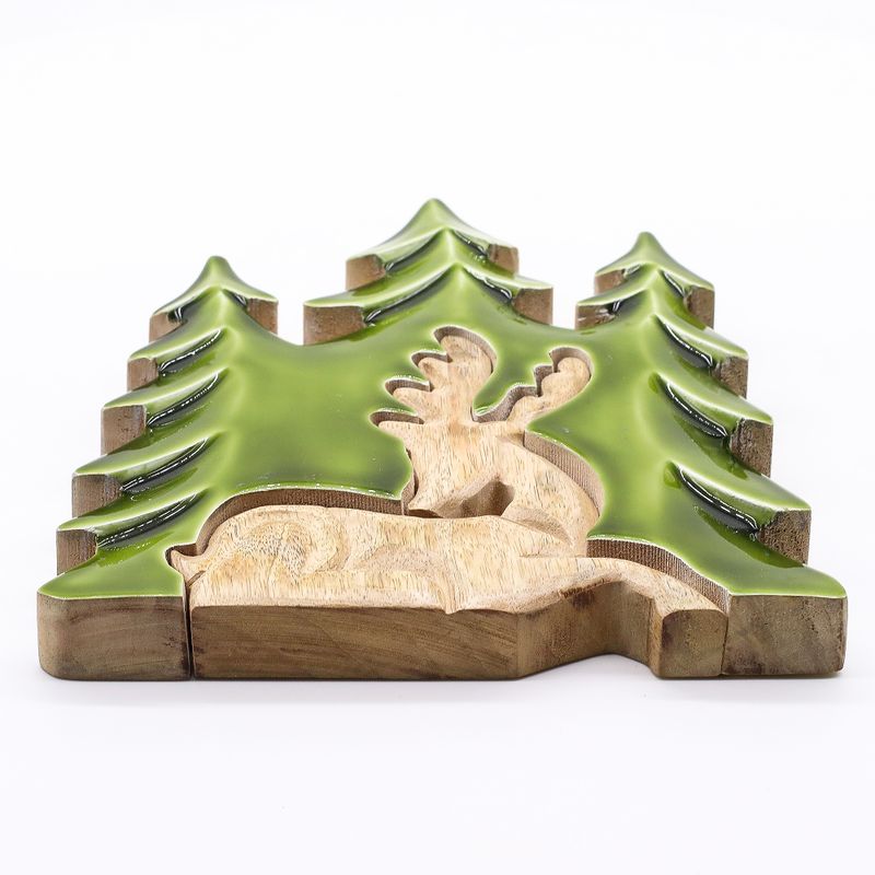 Cerf majestueux, décoration en bois 3D – 23x20 cm