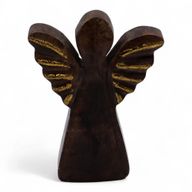 Petit Ange en bois de manguier – Décor doré – 12 cm