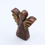 Petit Ange en bois de manguier – Décor doré – 12 cm