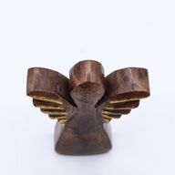 Petit Ange en bois de manguier – Décor doré – 12 cm