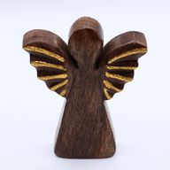 Ange moyen en bois de manguier – Décor doré – 16 cm
