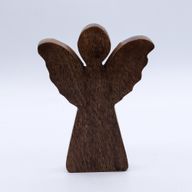 Ange moyen en bois de manguier – Décor doré – 16 cm