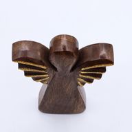 Ange moyen en bois de manguier – Décor doré – 16 cm
