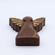 Ange moyen en bois de manguier – Décor doré – 16 cm