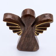 Grand Ange en bois de manguier – Décor doré – 19 cm