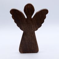 Grand Ange en bois de manguier – Décor doré – 19 cm
