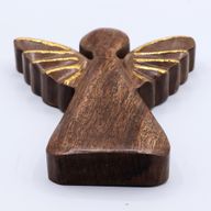 Grand Ange en bois de manguier – Décor doré – 19 cm