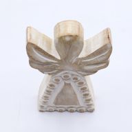 Ange en bois de manguier – Finition blanchie – 13 cm