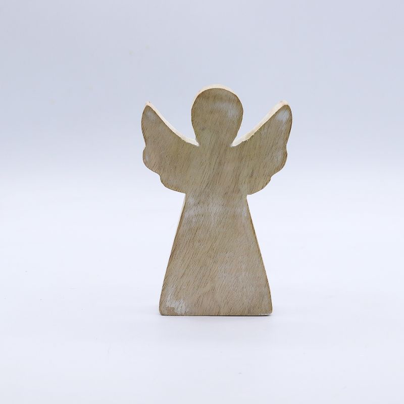 Ange en bois de manguier – Finition blanchie – 13 cm