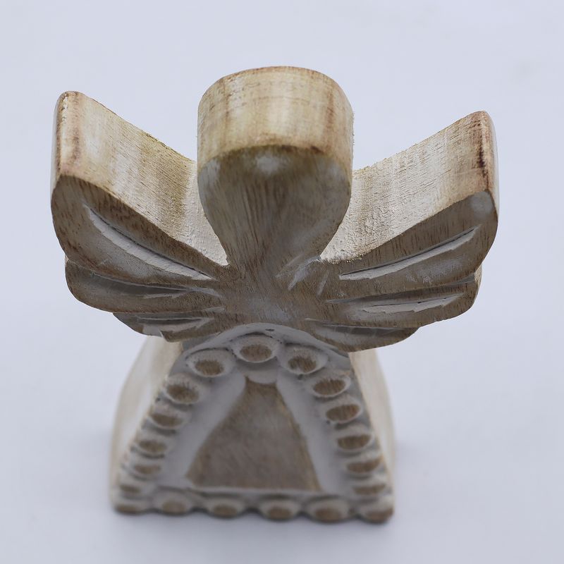 Ange en bois de manguier – Finition blanchie – 13 cm
