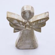 Ange bois de manguier – Finition blanchie découpe étoile au centre – 18 cm
