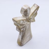 Ange bois de manguier – Finition blanchie découpe étoile au centre – 18 cm