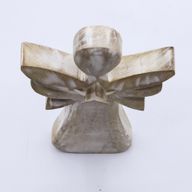 Ange bois de manguier – Finition blanchie découpe étoile au centre – 18 cm