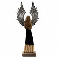 Grand Ange Gardien en bois de manguier – Ailes en métal & détails émaillés – 40 cm