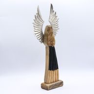 Grand Ange Gardien en bois de manguier – Ailes en métal & détails émaillés – 40 cm