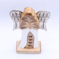 Grand Ange Étoile en bois de manguier – Ailes en métal & détails émaillés – 30 cm