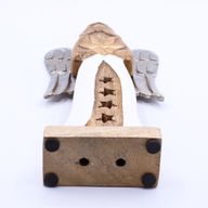 Grand Ange Étoile en bois de manguier – Ailes en métal & détails émaillés – 30 cm