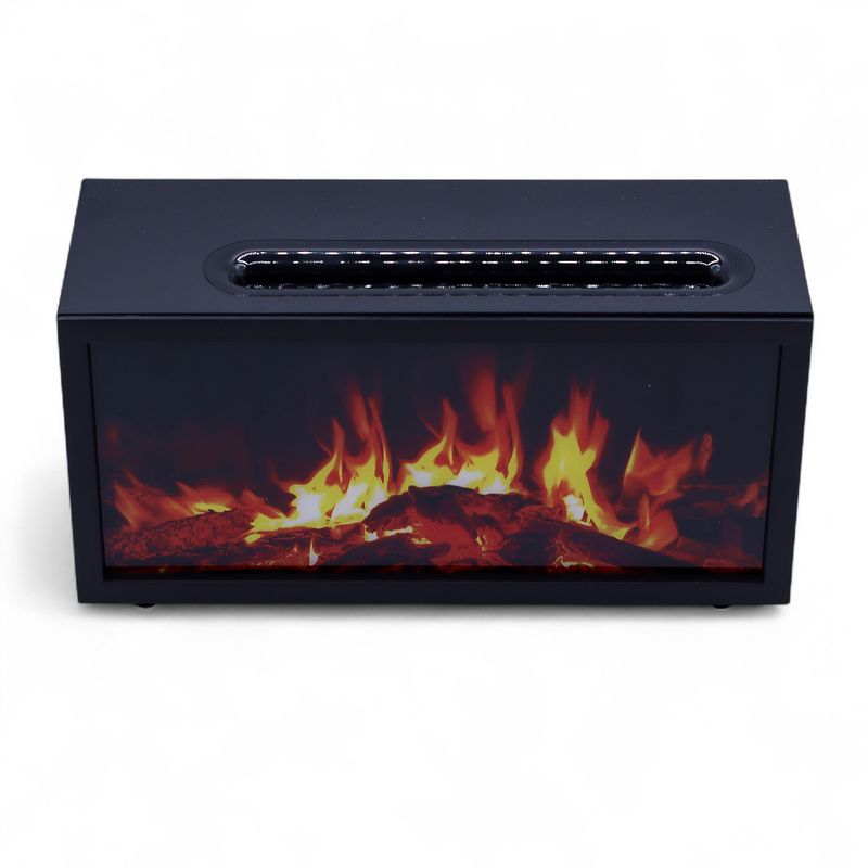 Diffuseur d'Arômes Effet Flamme avec Chant d'Oiseaux - Noir USB - Changement de Couleur