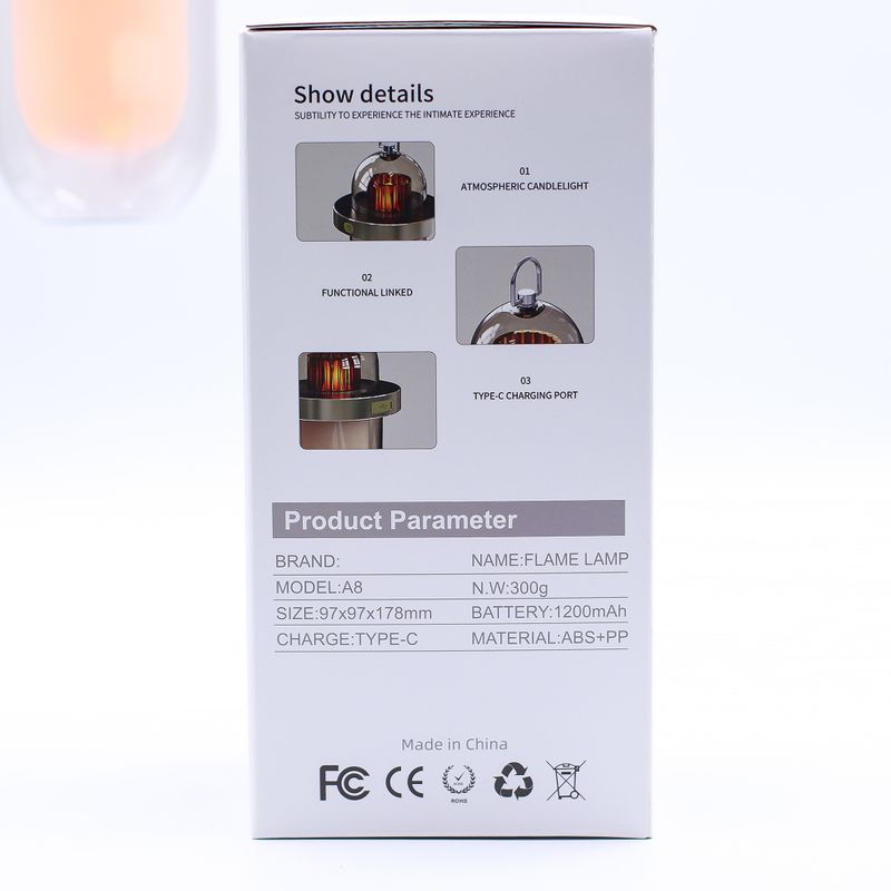 Lampe d'extérieur à effet flamme - USB-C blanc - rechargeable - multicolore