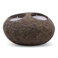 Bougeoir pierre naturelle Riverstone – double (env. 16x11x8 cm)