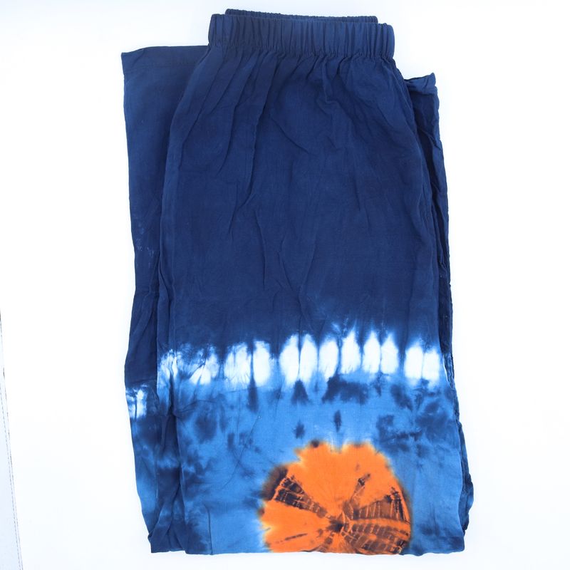 Pantalon lounge style japonais - M - Bleu, Sarcelle / Orange