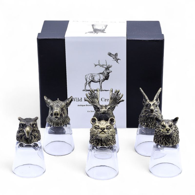 Verres à shot (50 ml) – Créatures de la Forêt Sauvage – Bronze Antique