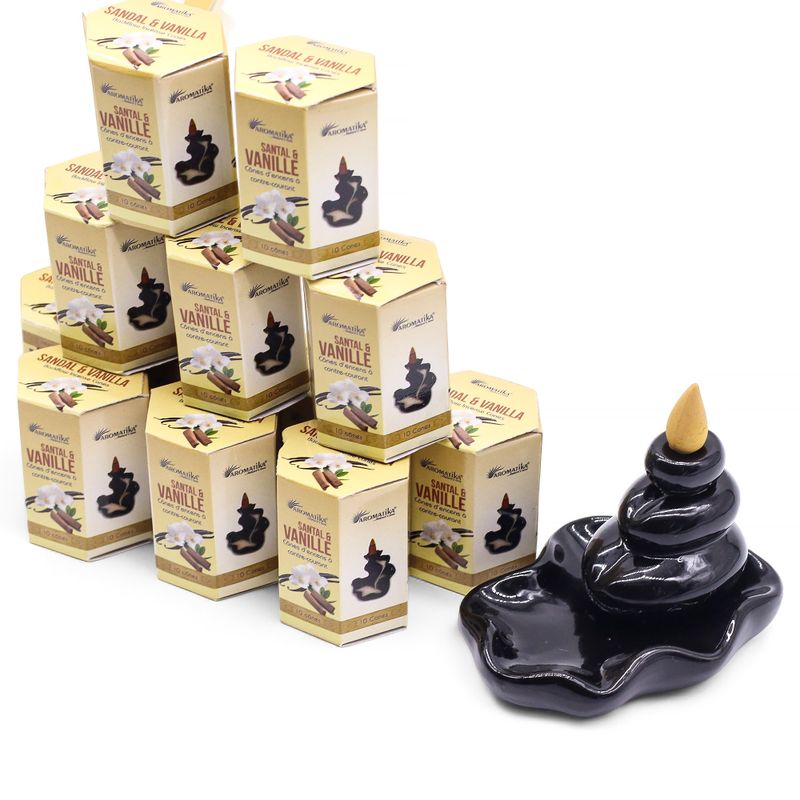 Pack de 10 Encens Masala Backflow - Bois de Santal et Vanille