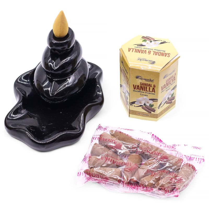 Pack de 10 Encens Masala Backflow - Bois de Santal et Vanille