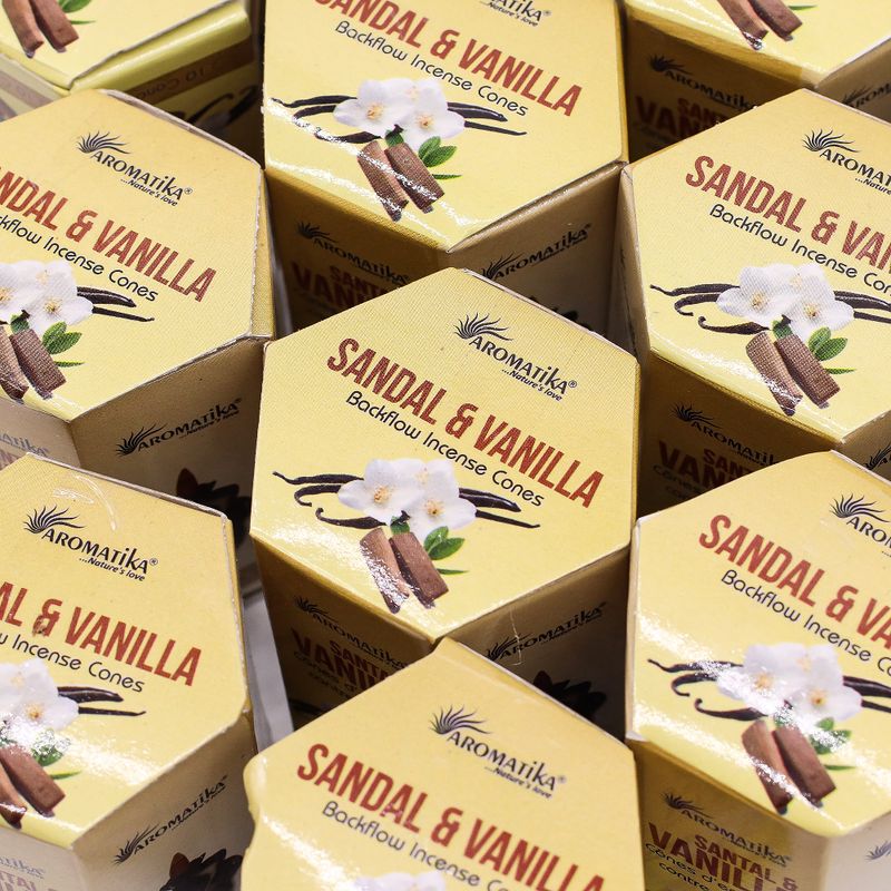 Pack de 10 Encens Masala Backflow - Bois de Santal et Vanille