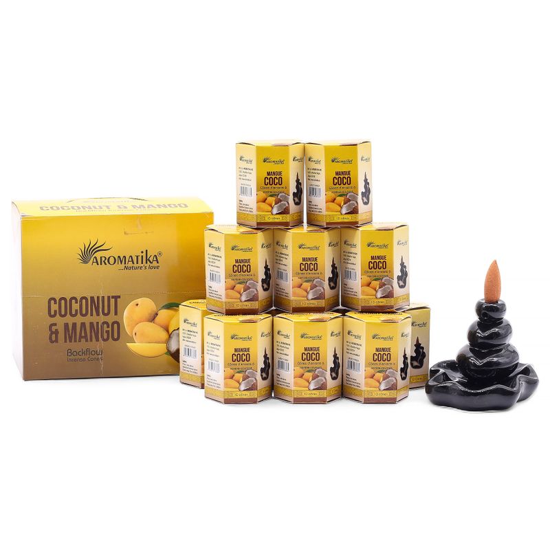 Pack de 10 Encens Masala Backflow - Noix de Coco et Mangue