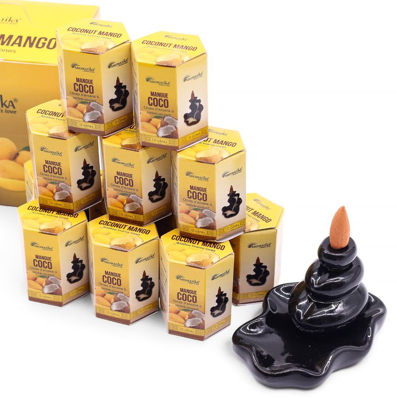 Pack de 10 Encens Masala Backflow - Noix de Coco et Mangue
