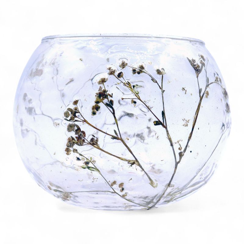 Porte-bougie bol en verre floral – Marguerite – 8x10 cm