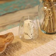 Porte-bougie vase en verre floral – Marguerite – 12x11 cm