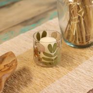 Porte-bougie droit en verre floral – Printemps – 8x8 cm
