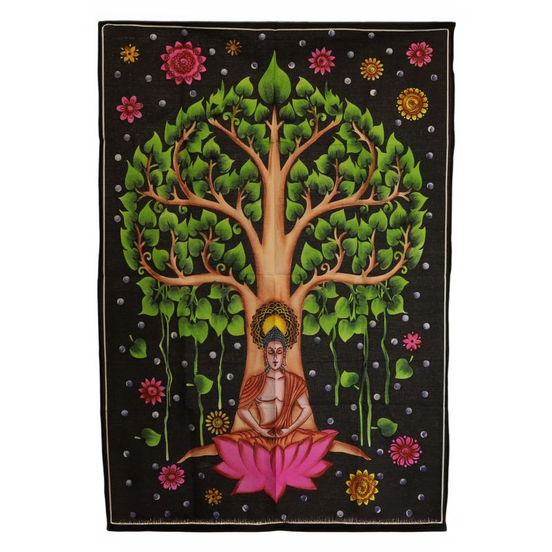 Tenture en coton (70x110 cm) – Bouddha & Arbre de Bodhi