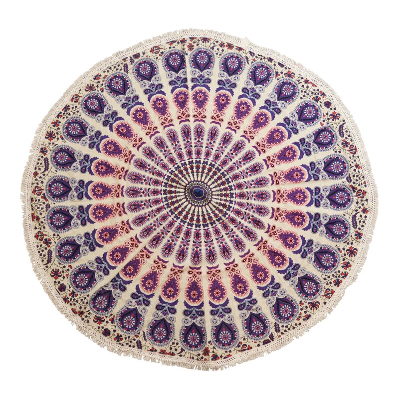 Petite tenture ronde mandala (130 cm) – Paon Violet
