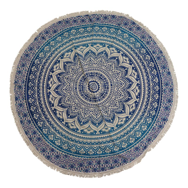 Petite tenture ronde mandala (130 cm) – Bleu Classique