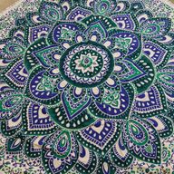 Petite tenture ronde mandala (130 cm) – Sarcelle & Bleu