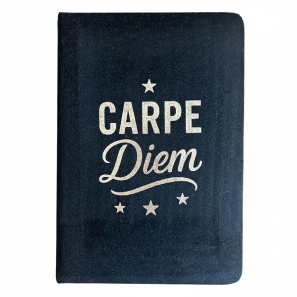 Carnet en velours Noir "Carpe Diem"  80 pages lignées