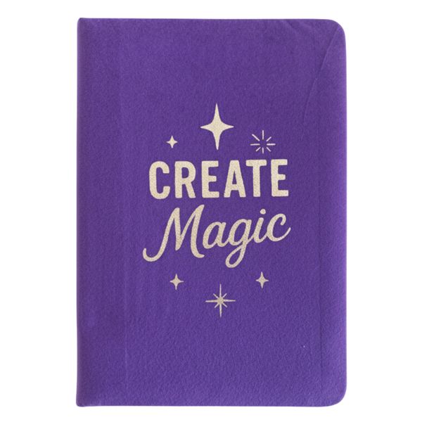 Carnet en velours Violet "Créez la magie" 80 pages lignées