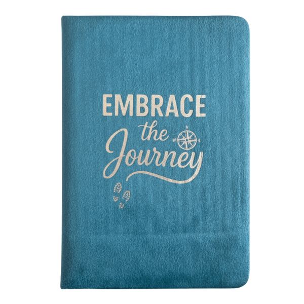 Carnet en velours Bleu " Accueille ton voyage" 80 pages lignées